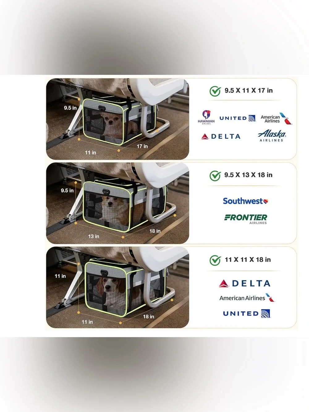 Lekereise Top-Expandable Pet Carrier 18x11x11Inch Airline Approved